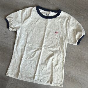 Gray Ringer T-Shirt with Navy Trim